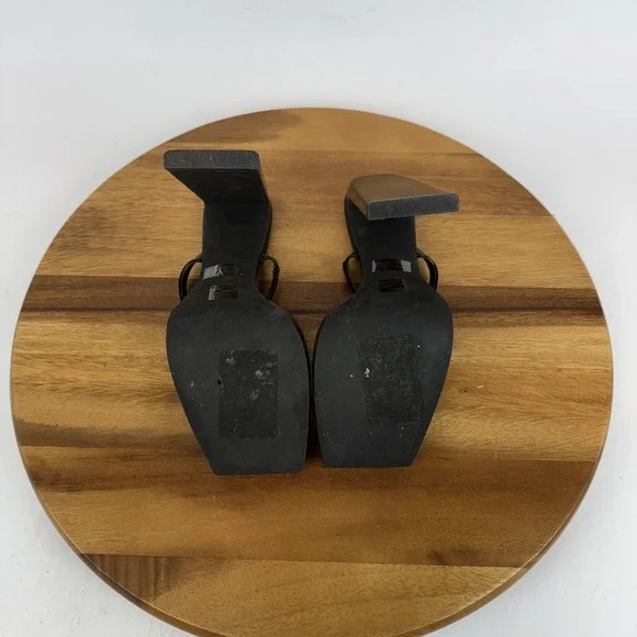 Womens Jeffrey Campbell Hustler Black Patent Leather Heel Slide Sandals Size 9 - Picture 8 of 9